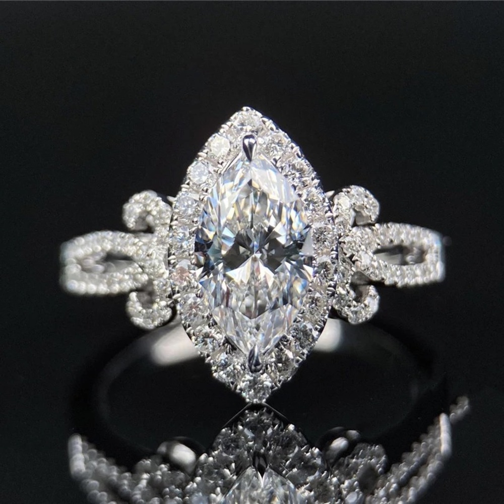 New Women’s Marquise Luxury Diamond Ring - Picture 1 of 6